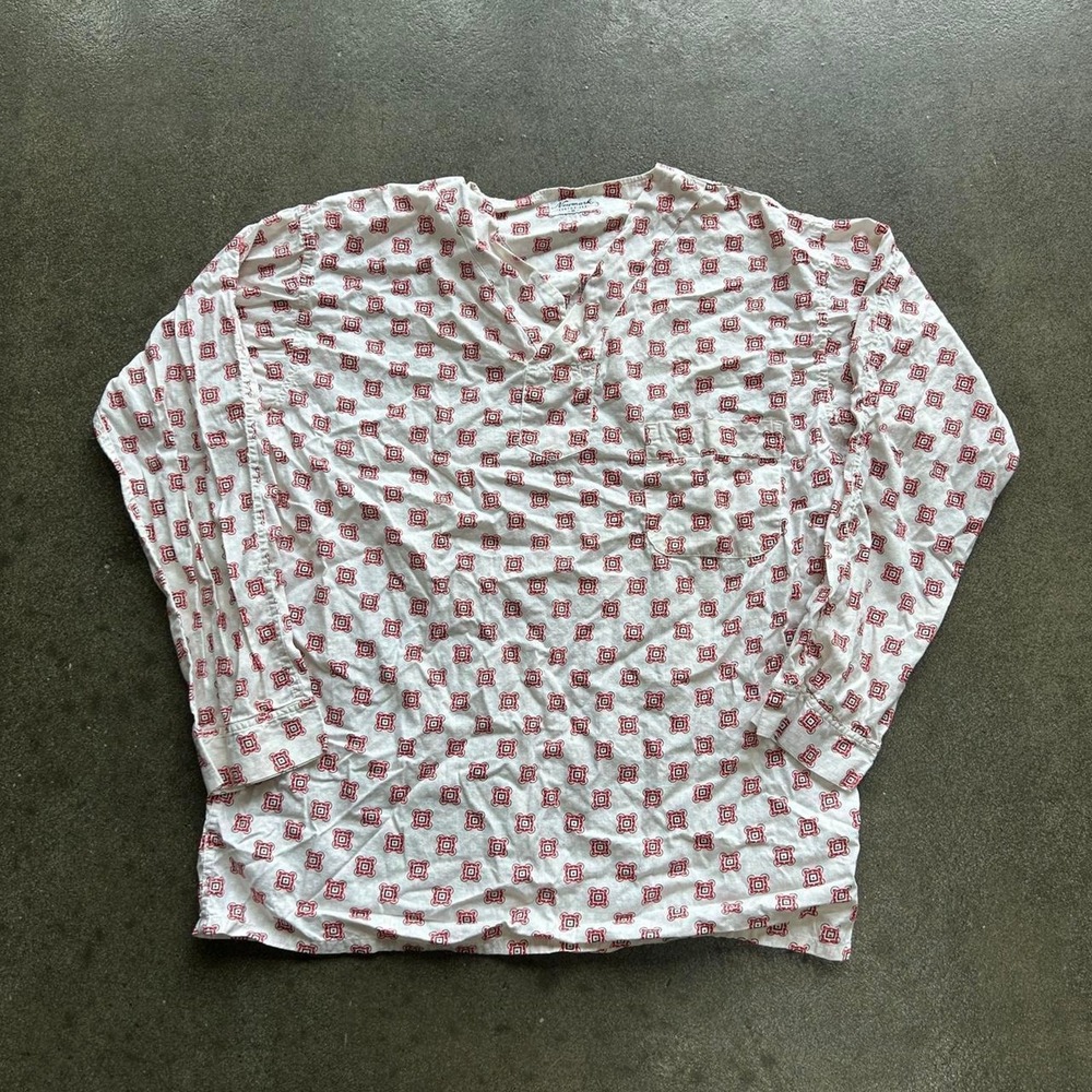 Vintage Newark Sanforized Pattern Long Sleeve Size 8 Blouse